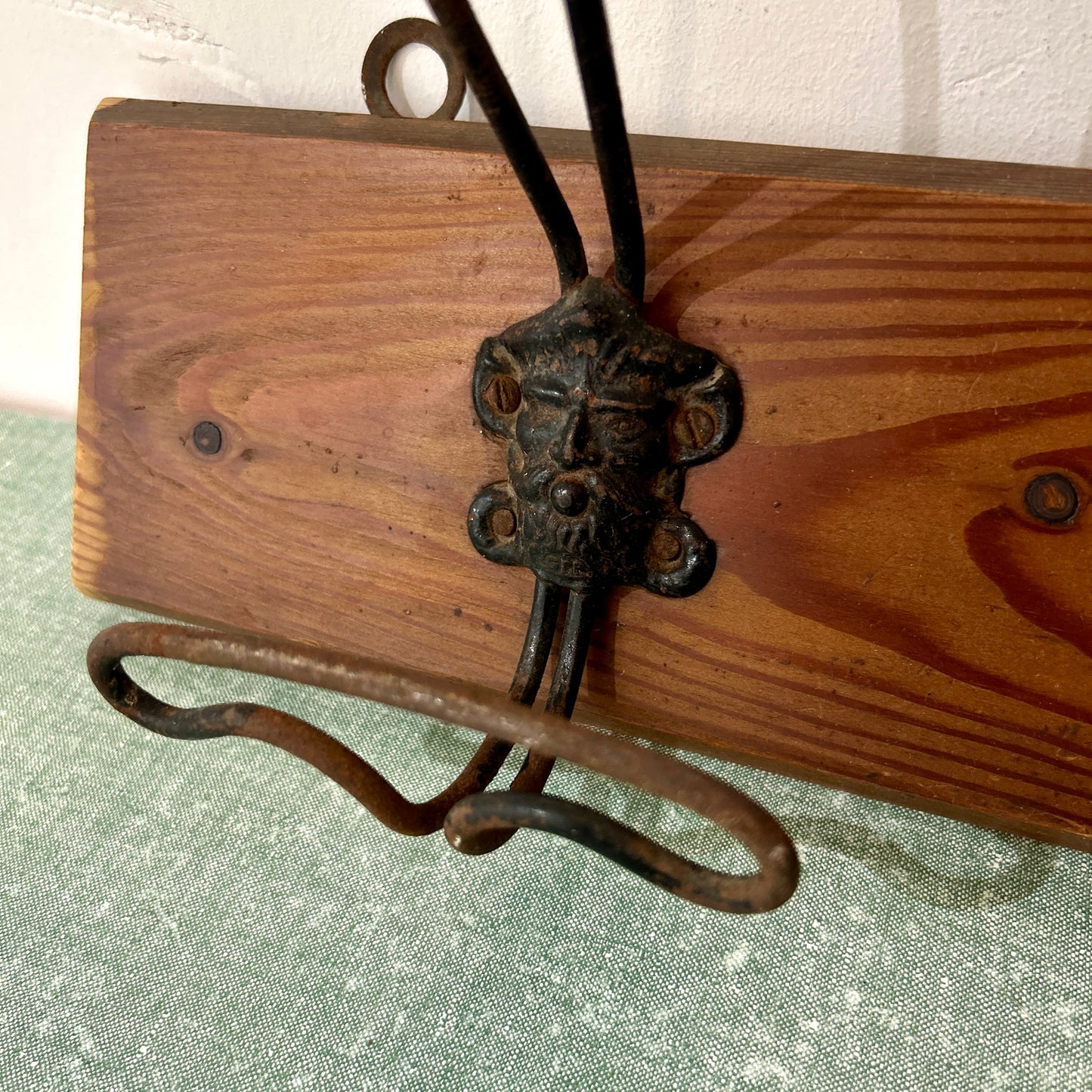 Wood and steel coat hook panel