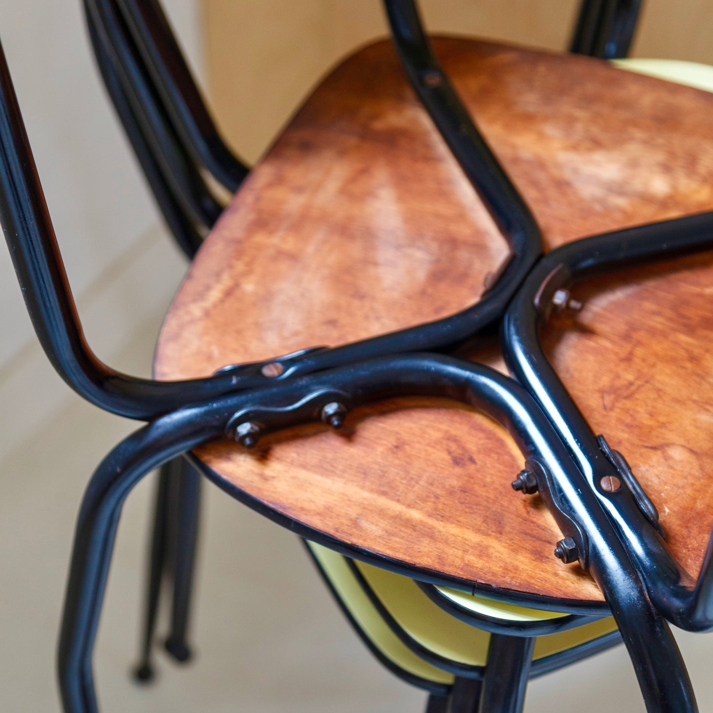 Yellow and black 1950s formica chairs (set of 4)