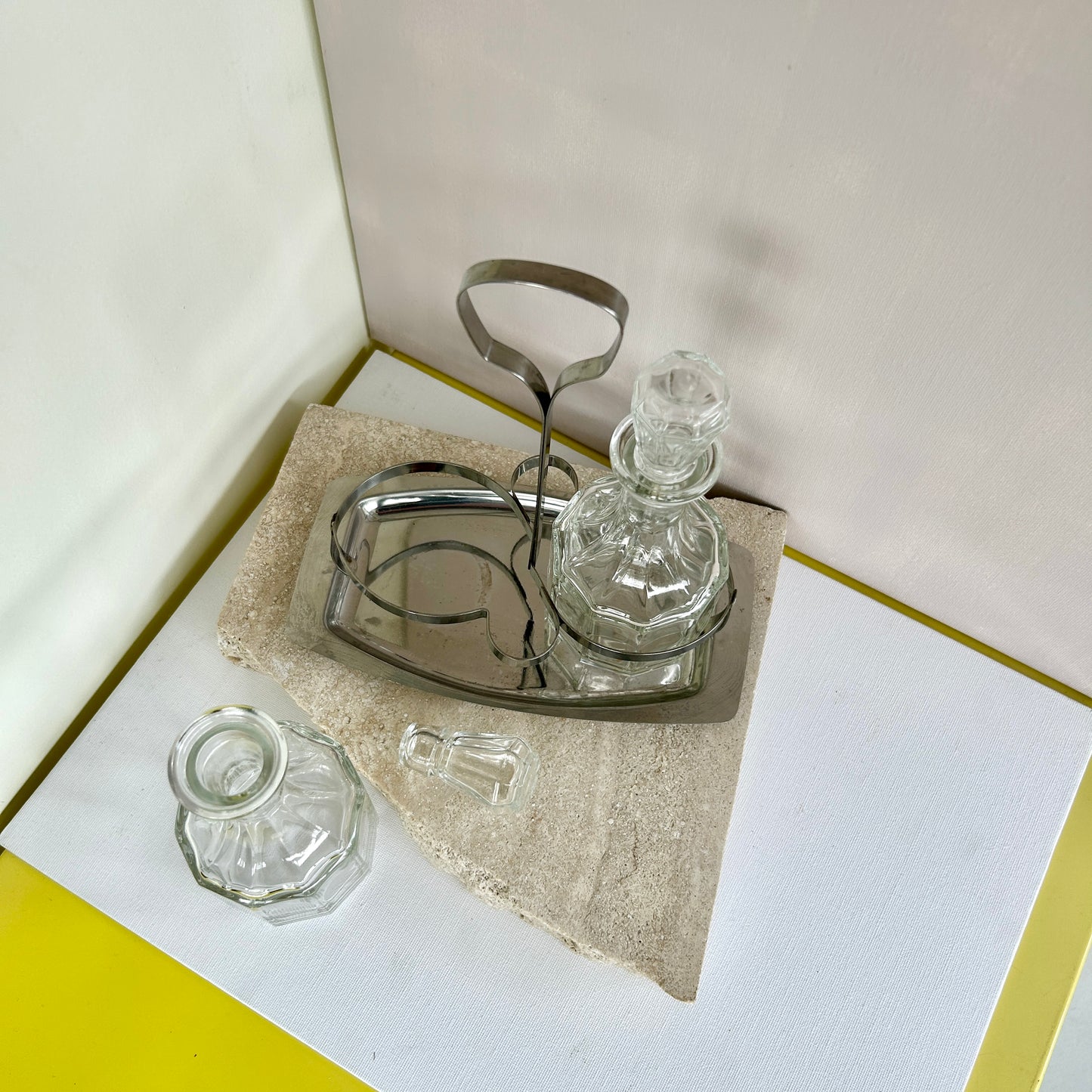 Glass and steel oil & vinegar server set