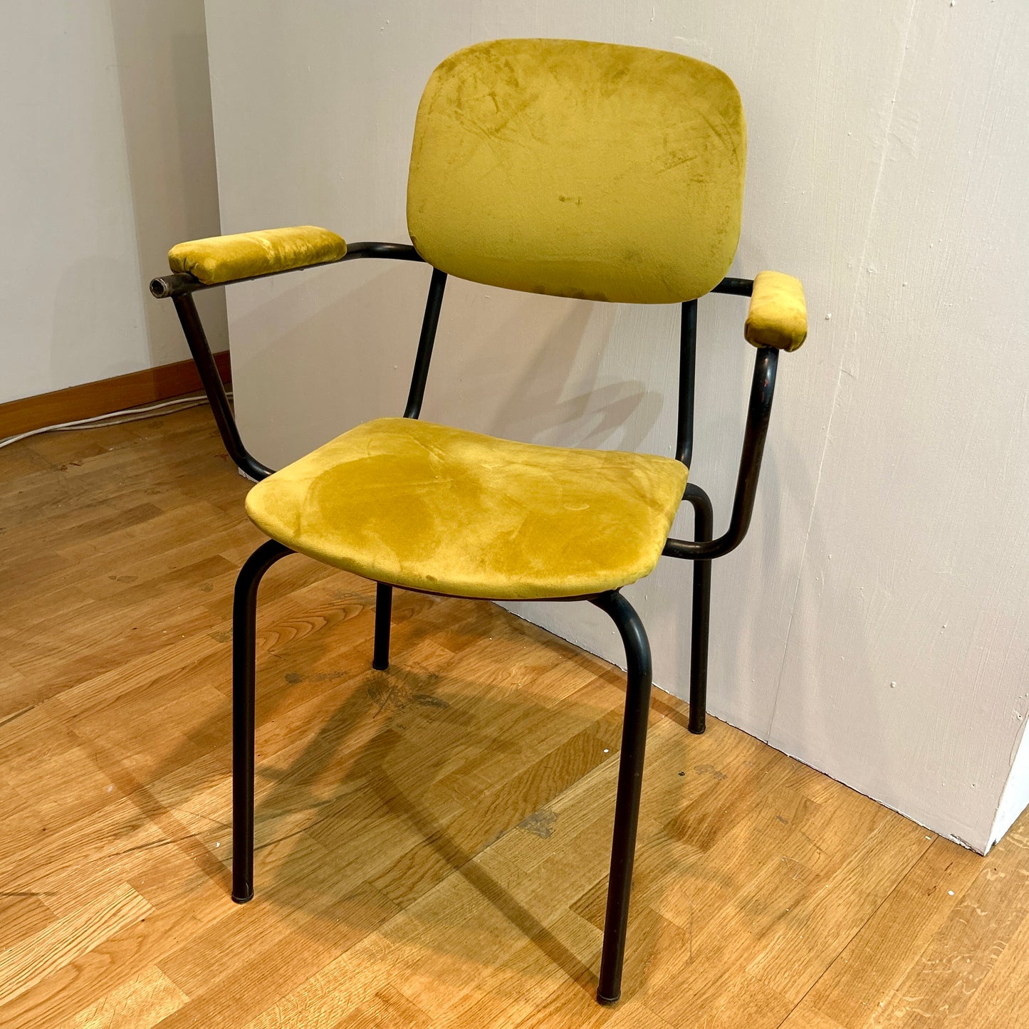 Metal and velvet chair