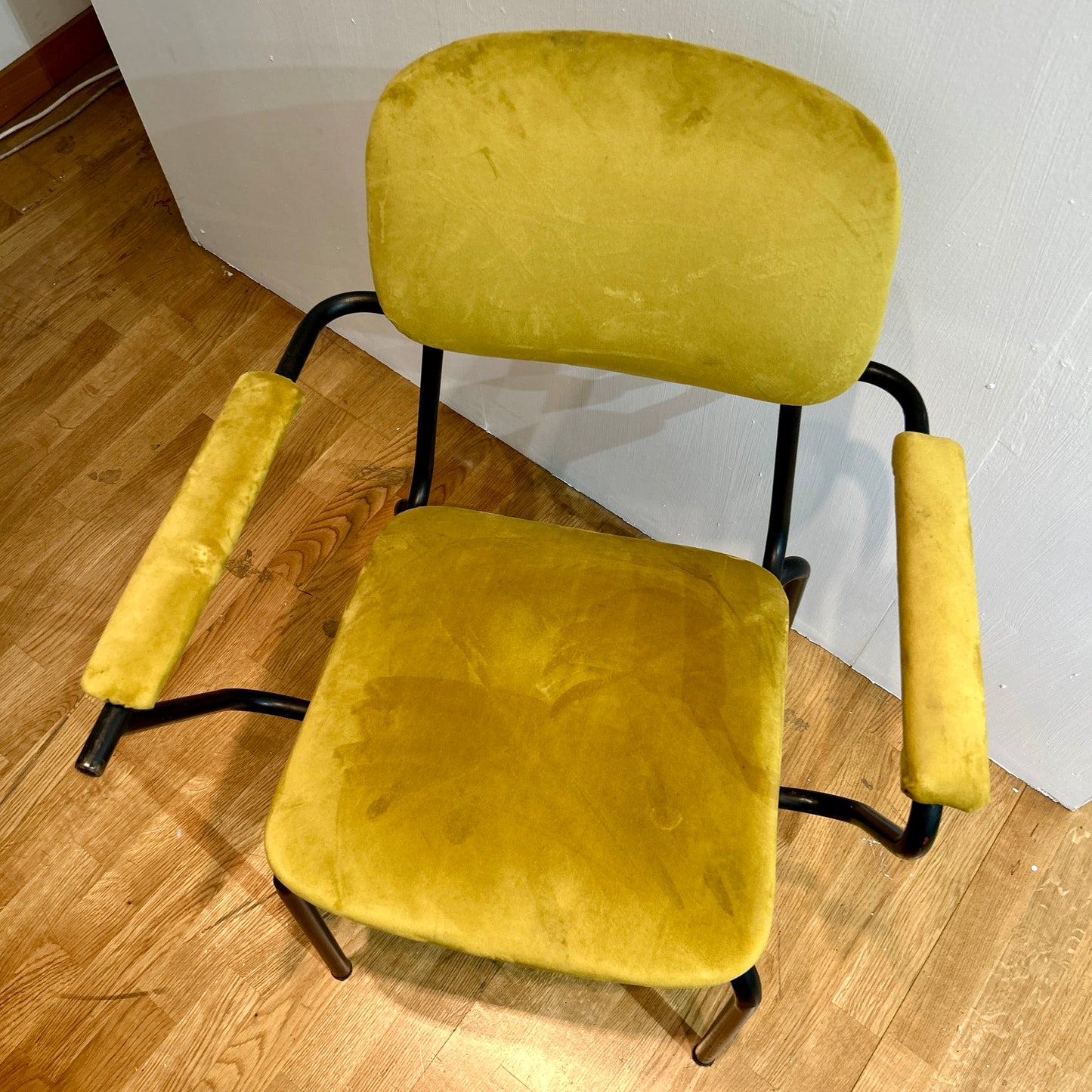 Metal and velvet chair