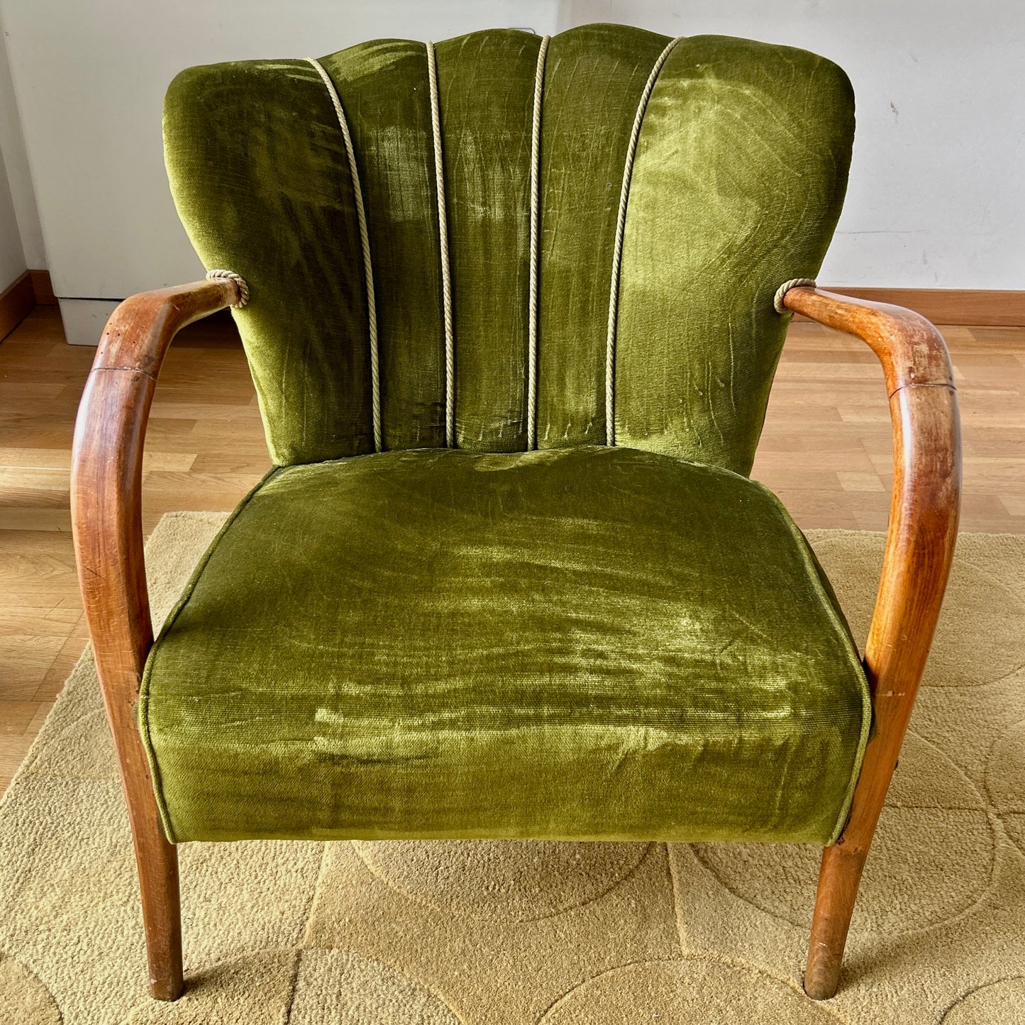 Green velvet 1930s armchair