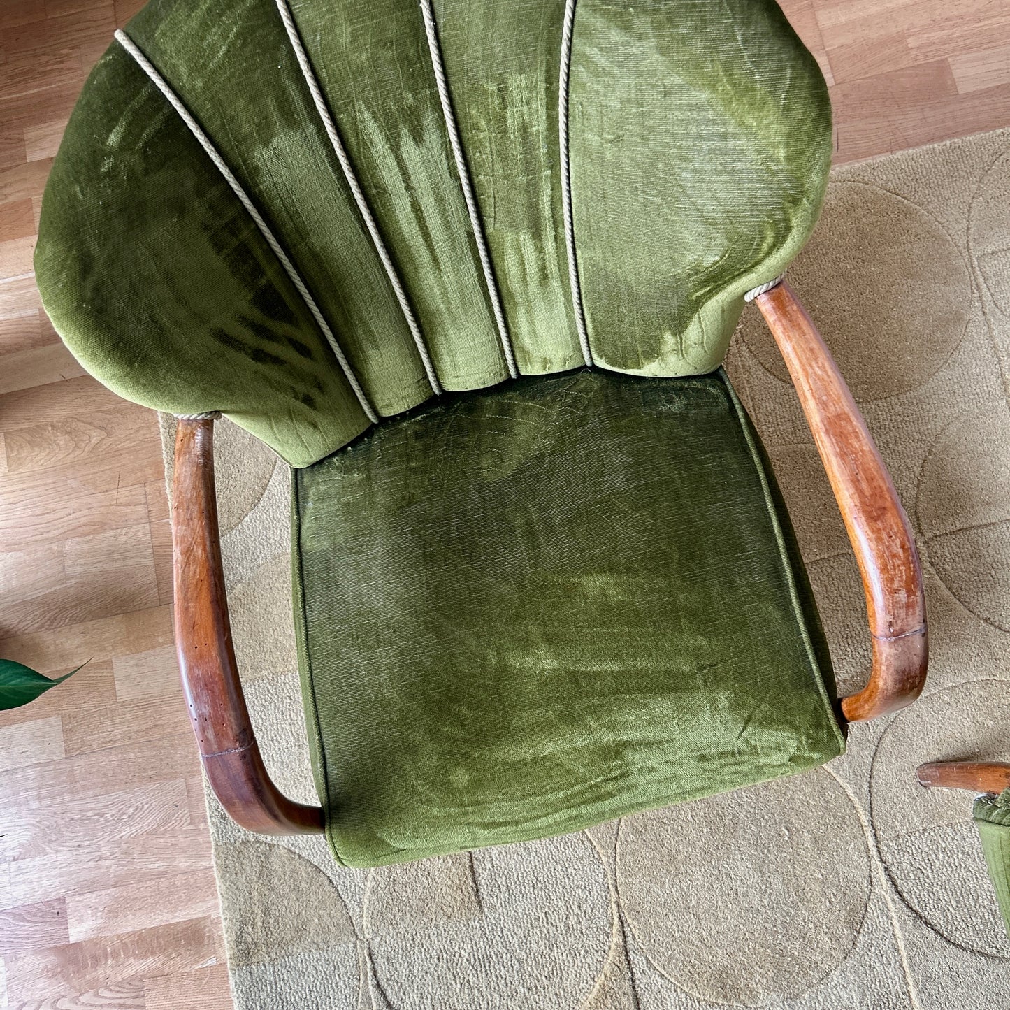 Green velvet 1930s armchair