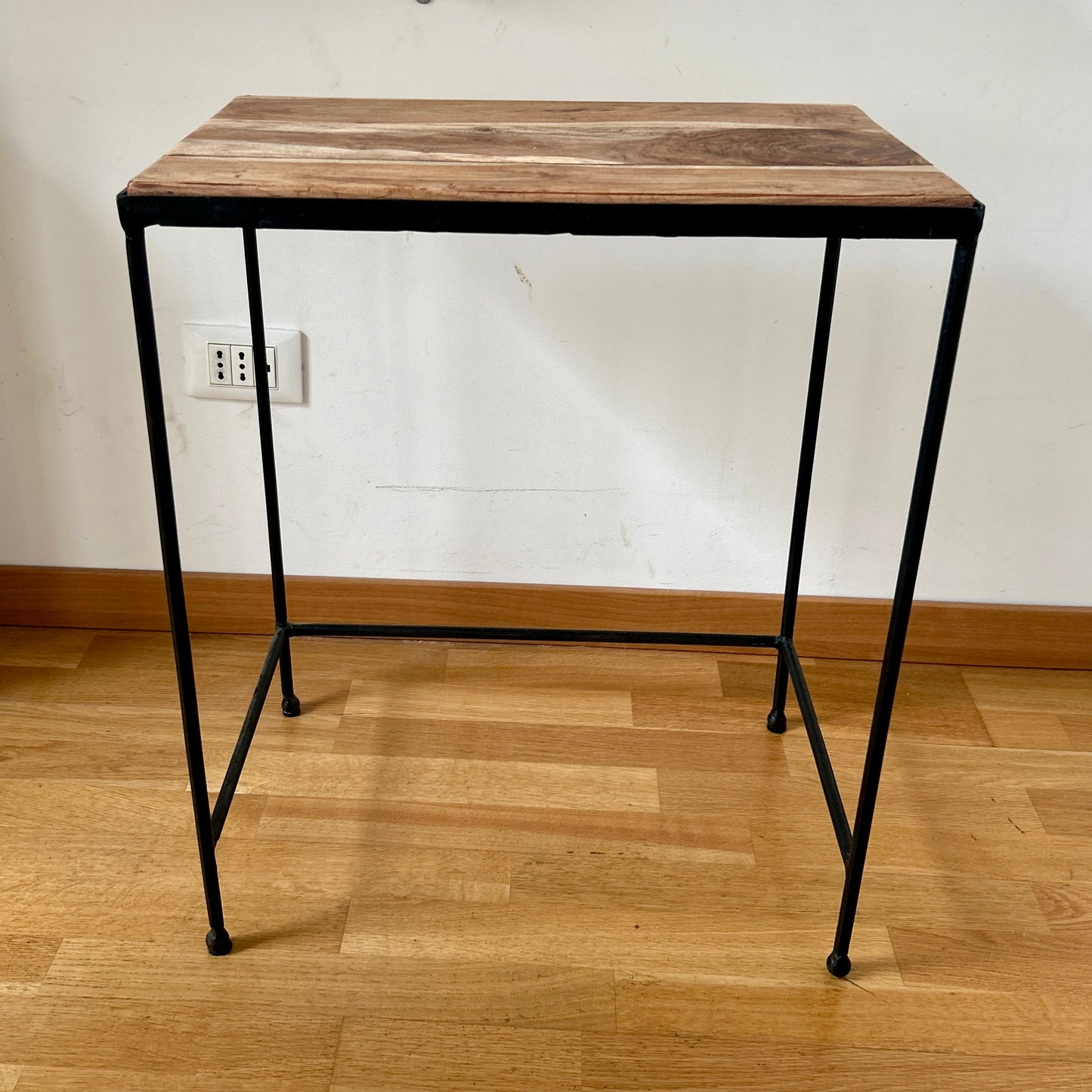 Large steel & wood side table