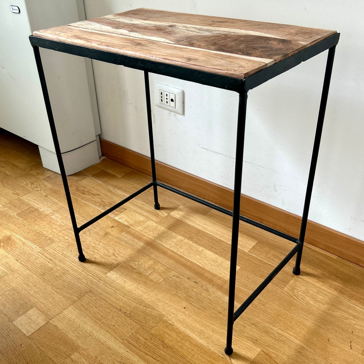 Large steel & wood side table