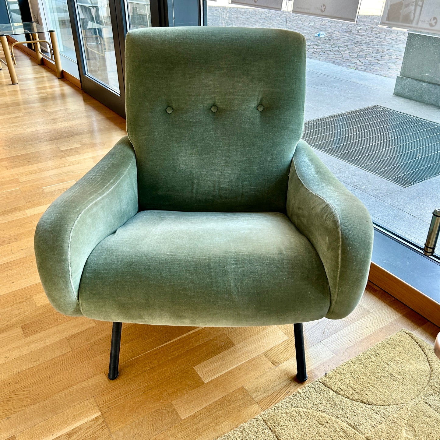 Sage velvet armchair