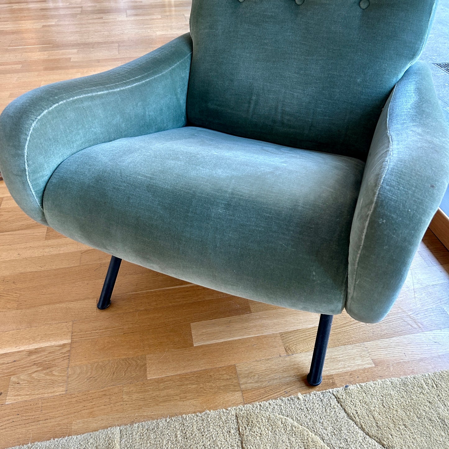 Sage velvet armchair