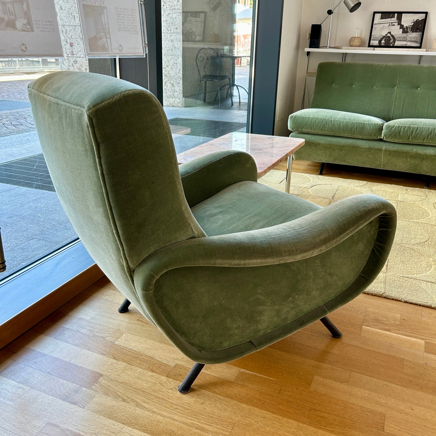 Sage velvet armchair