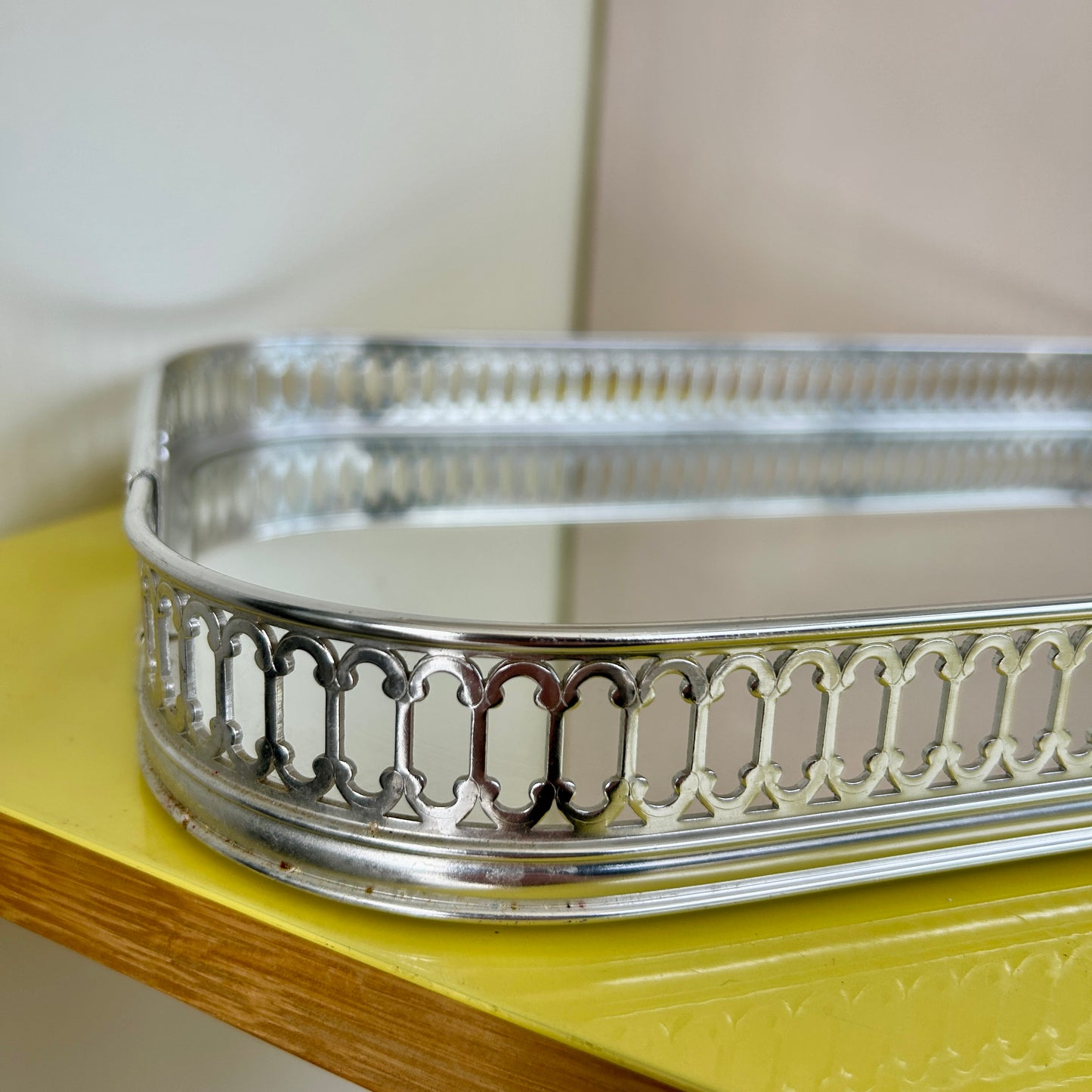 Vintage metal and mirror tray