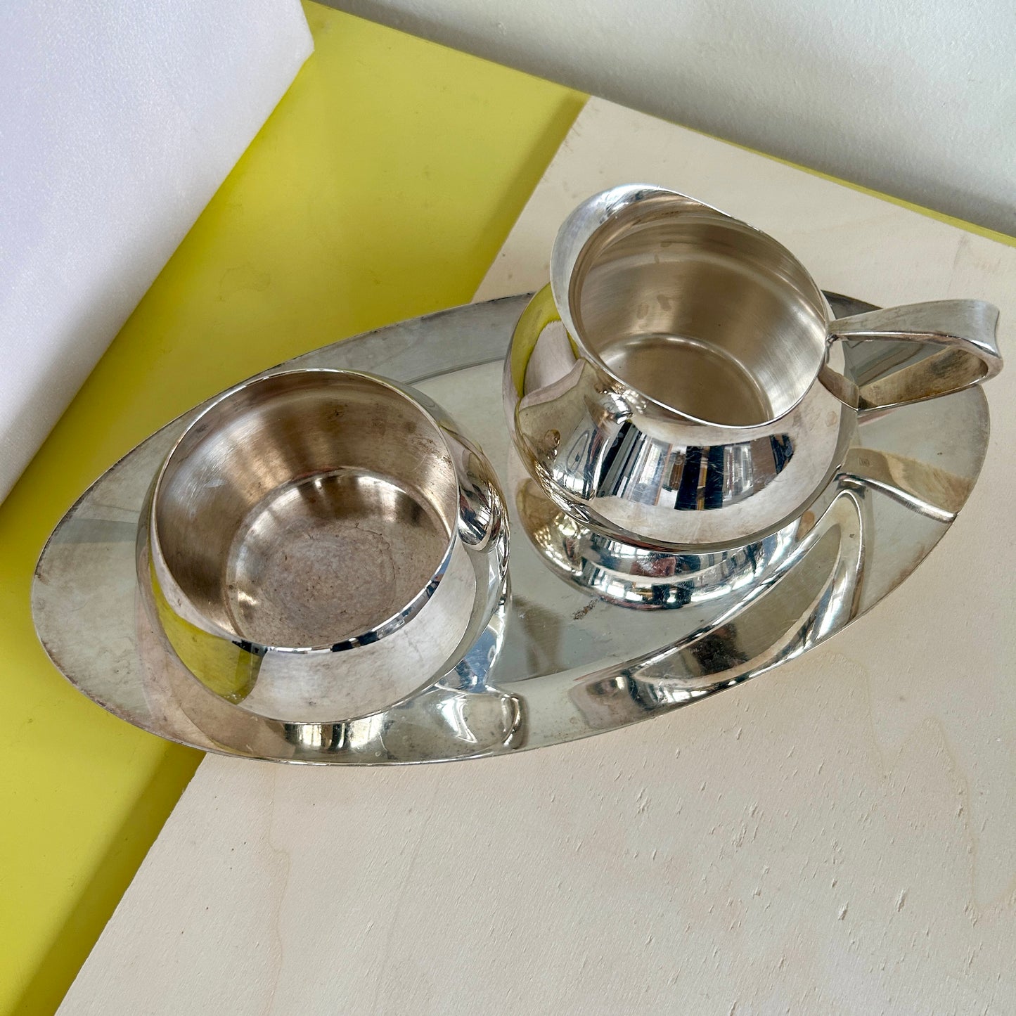 Vintage steel milk & sugar server set