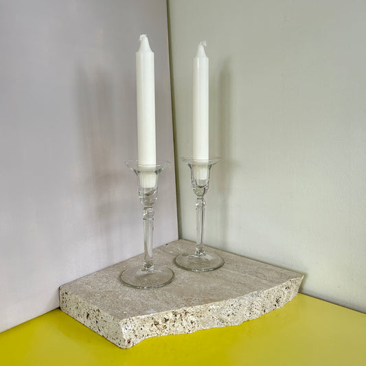 Pair of glass candle holders