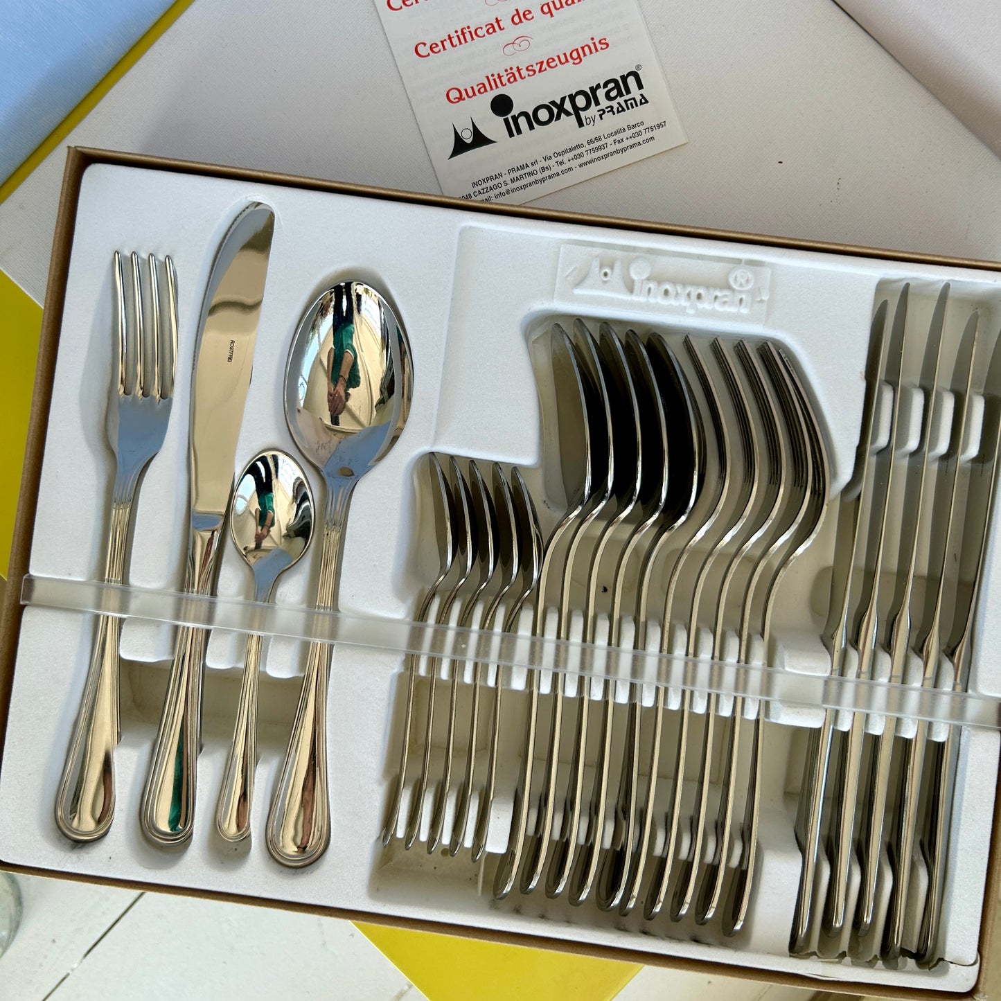 Unused vintage steel cutlery set