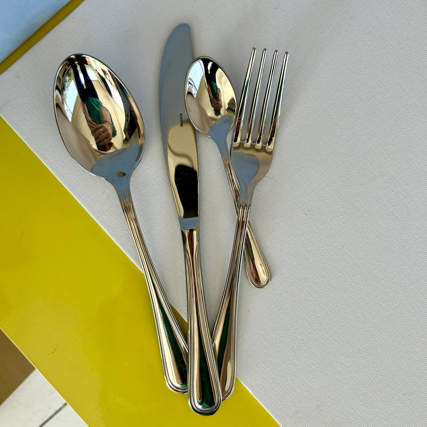 Unused vintage steel cutlery set