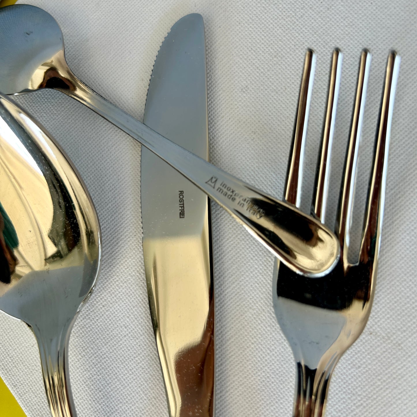 Unused vintage steel cutlery set