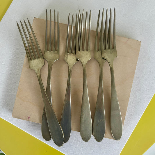 Antique alpaca fork set with brass finish