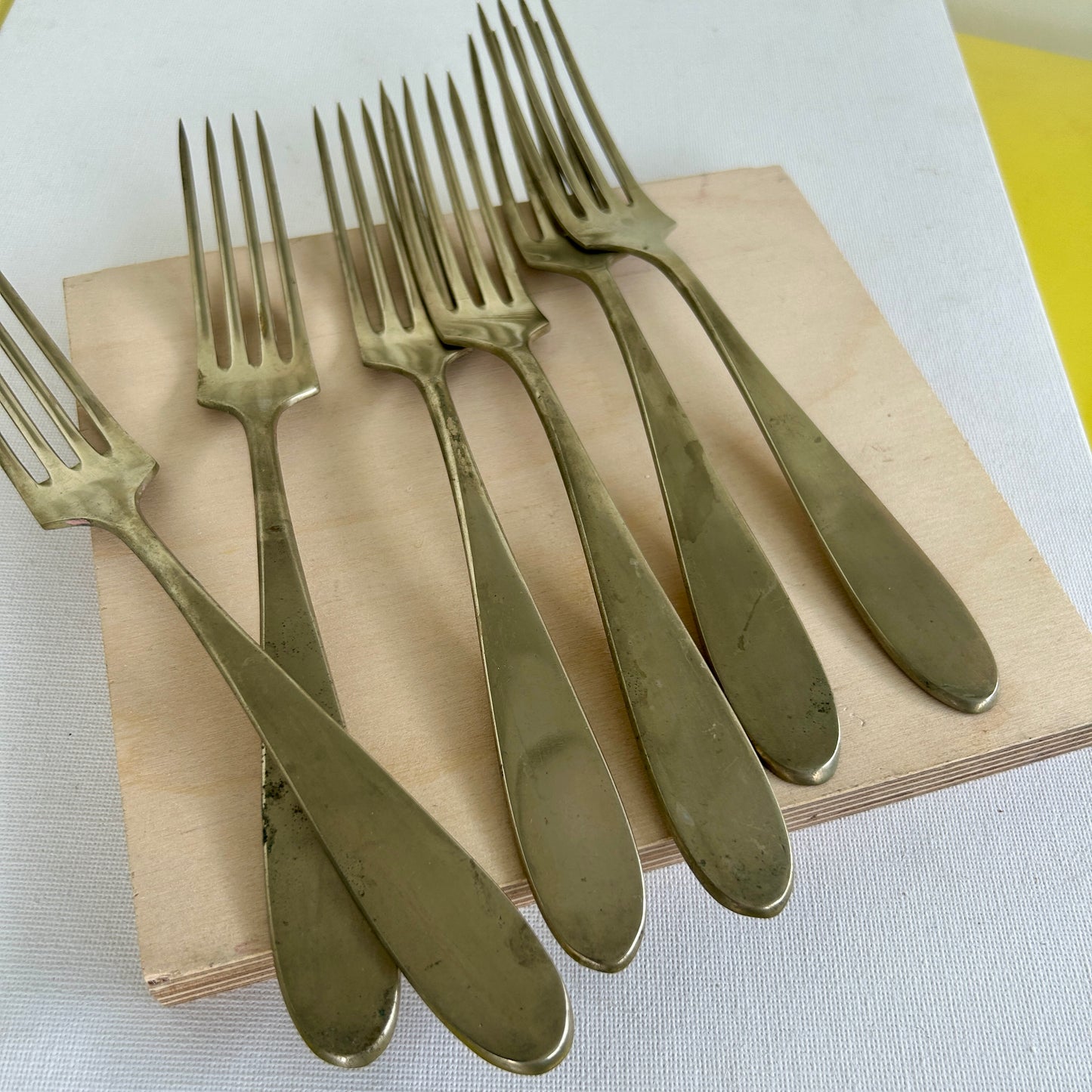 Antique alpaca fork set with brass finish