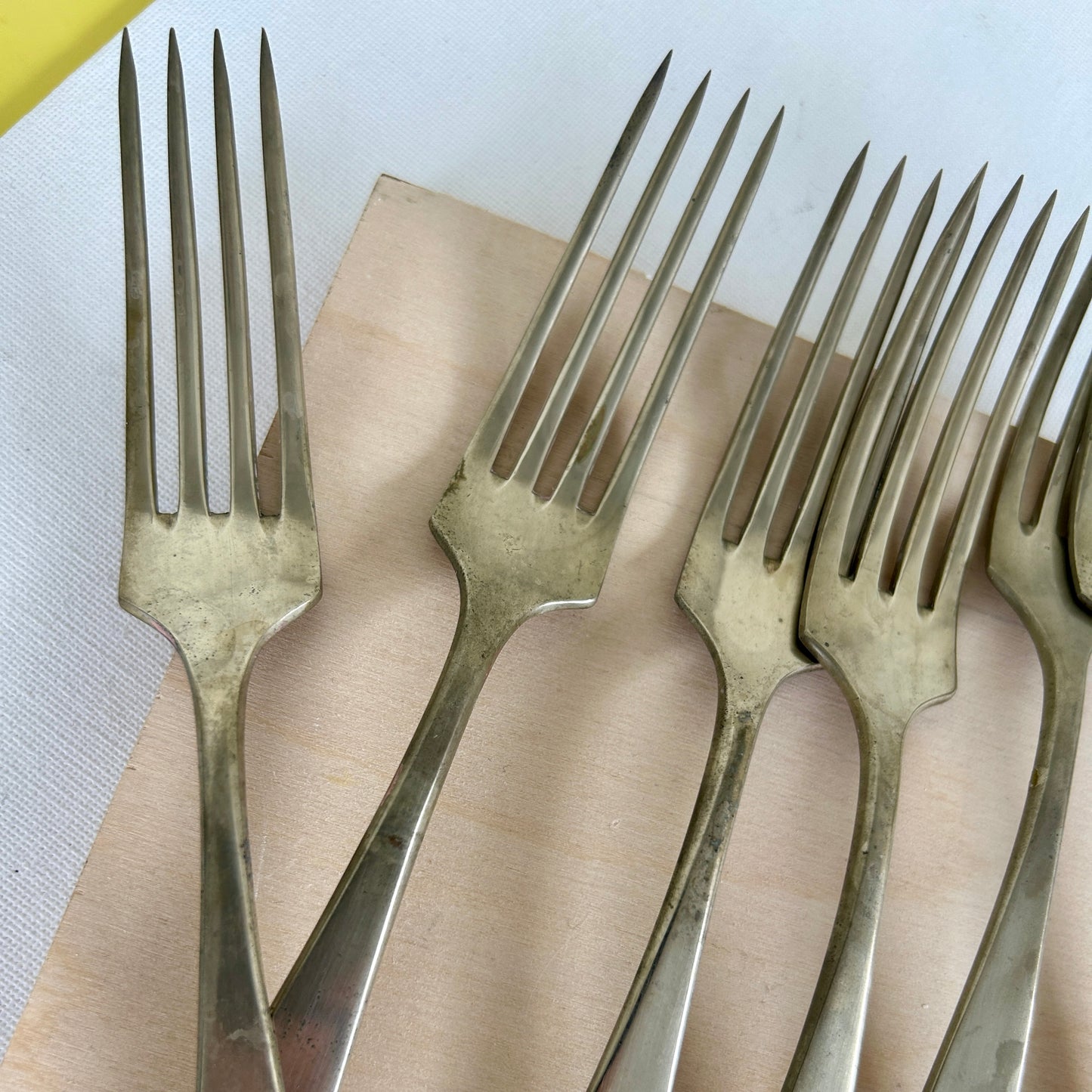 Antique alpaca fork set with brass finish