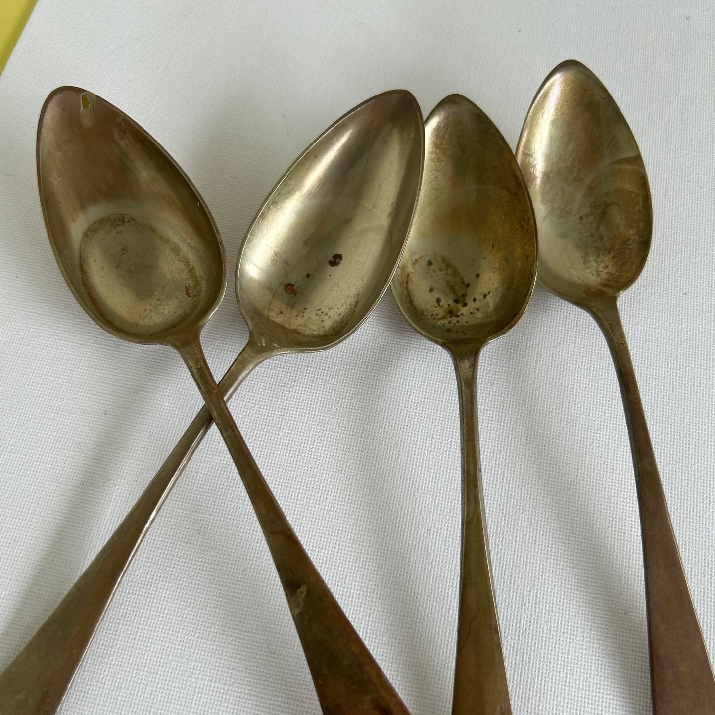 Antique handmade spoons, alpaca with brass finish